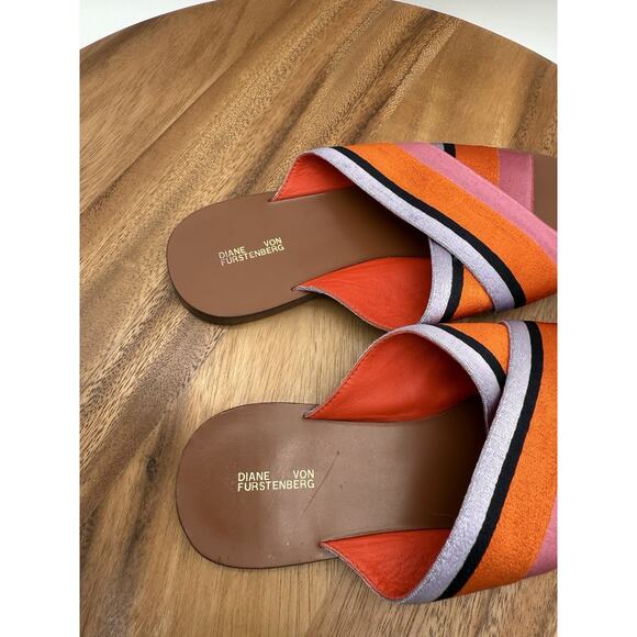 Diane Von Furstenberg Flats | DVF Orange/pink Mule Slip On Colorful Flats Size 6 - Picture 5 of 5